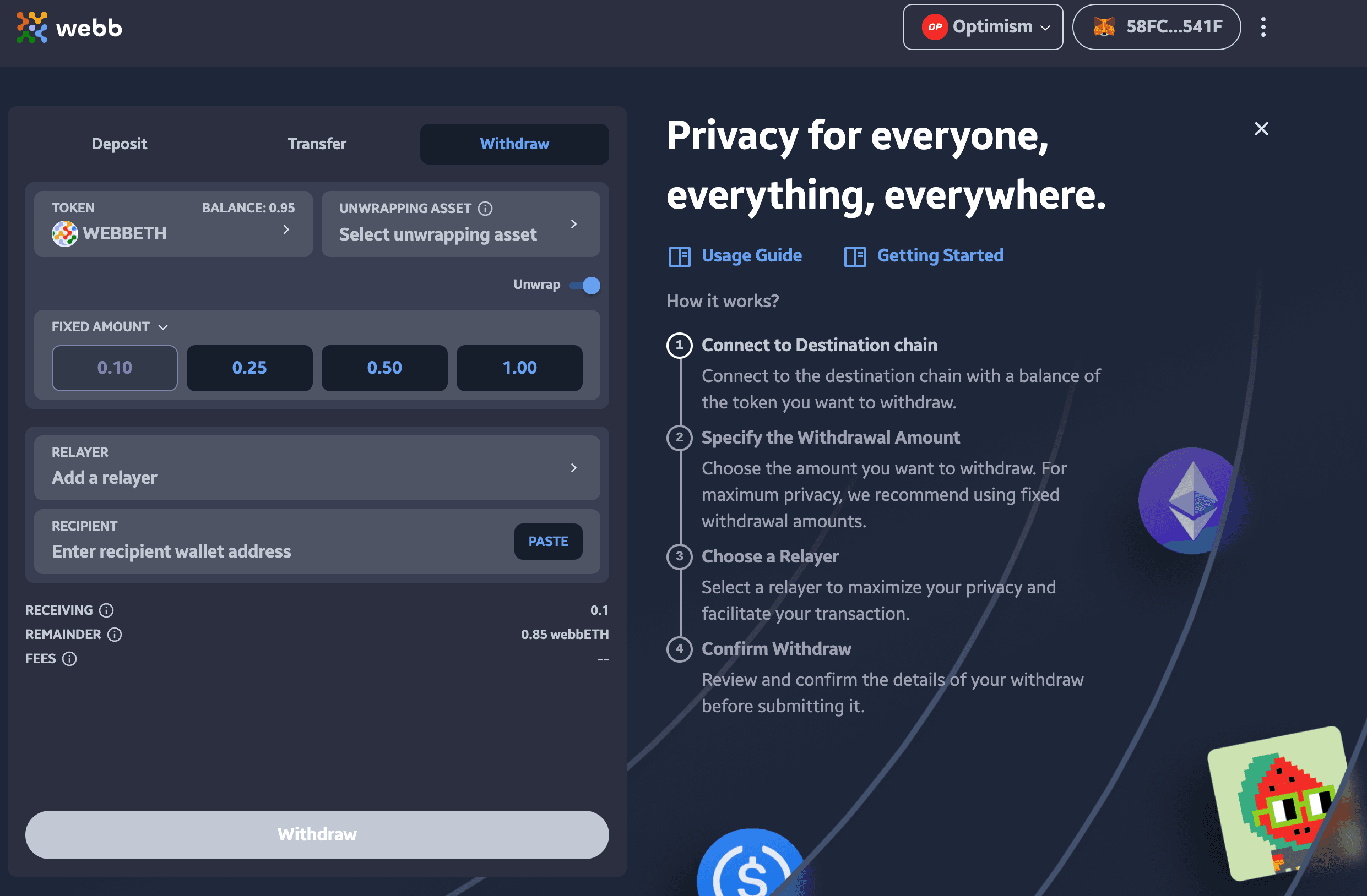 withdraw amount